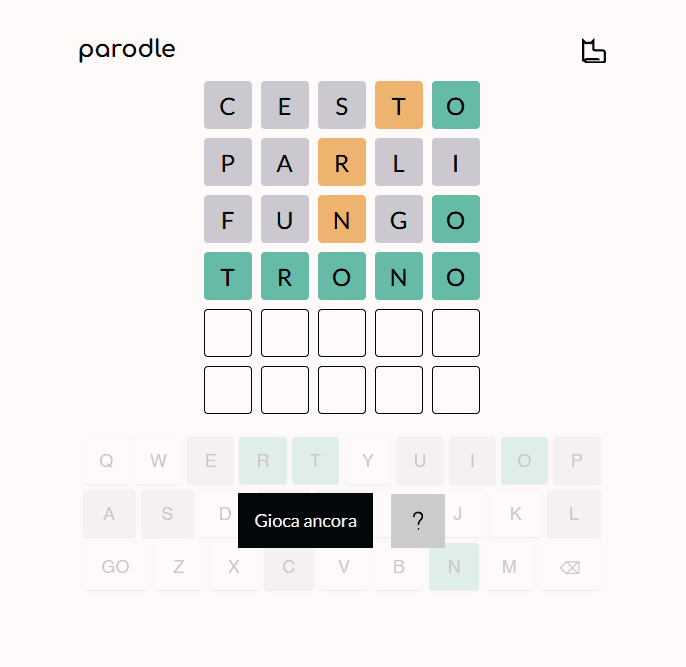 Wordle in italian. Play as much as you like.